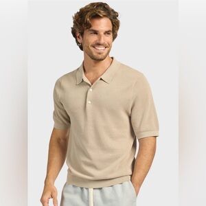 The Academy Brand NWT MEN’s Oatmeal Riley Knit Polo Shirt Large